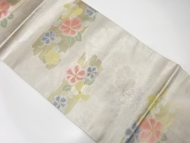 霞に桜模様織出し名古屋帯